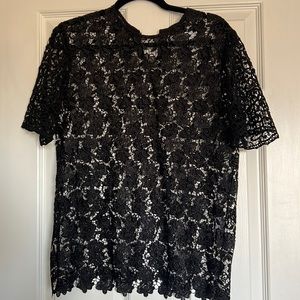 Black floral lace top L